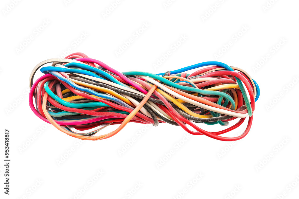 A bunch of colorful wires are tangled together A bunch of colorful wires are tangled together