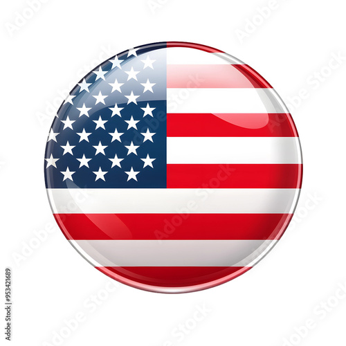 USA flag icon vector illustration isolated on white background.United States Of America flag.Flag icon glossy. photo