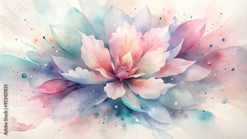 Beautiful watercolor floral painting of a blooming flower with soft pastel colors representing elegance and grace