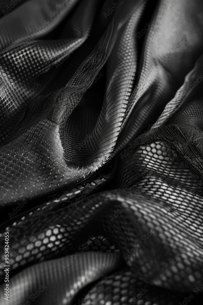 A detailed view of a black and white checkered cloth, ideal for use in fashion or textile design projects A detailed view of a black and white checkered cloth, ideal for use in fashion or textile design projects