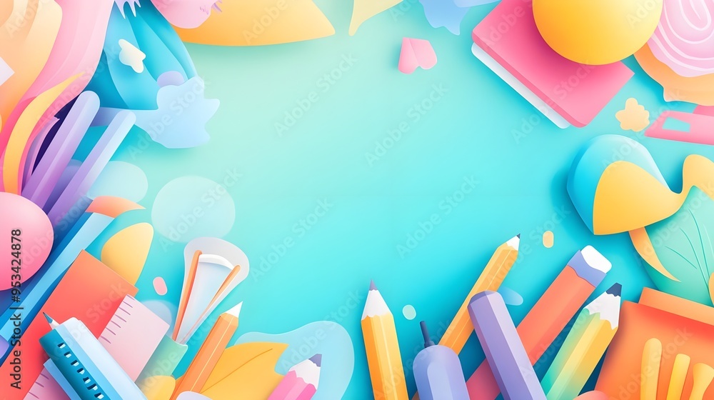 Colorful Papercut Back to School Background Colorful Papercut Back to School Background