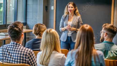  female teacher explaining something to a university