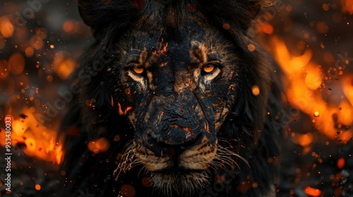 Lion in Fire, Fierce Portrait