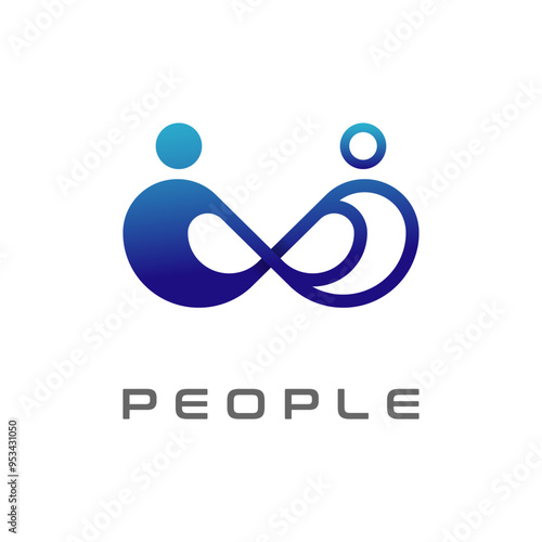 People logo design, modern human with infinity icon combination, people Logo design template, vector illustration