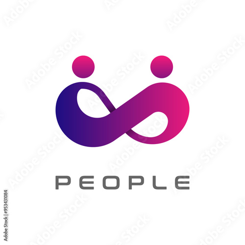 People logo design, modern human with infinity combination, people Logo design template, vector illustration