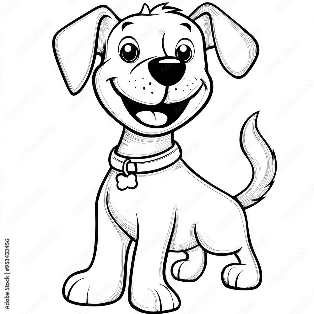A cheerful, simple dog character perfect for young children to color and enjoy, fostering creativity and artistic expression at home A cheerful, simple dog character perfect for young children to color and enjoy, fostering creativity and artistic expression at home