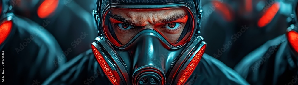 A group of survivors navigating through a toxic wasteland, wearing gas masks and protecting themselves from poisonous fumes, hazardous, toxic aftermath, survival against pollution, poisonous A group of survivors navigating through a toxic wasteland, wearing gas masks and protecting themselves from poisonous fumes, hazardous, toxic aftermath, survival against pollution, poisonous