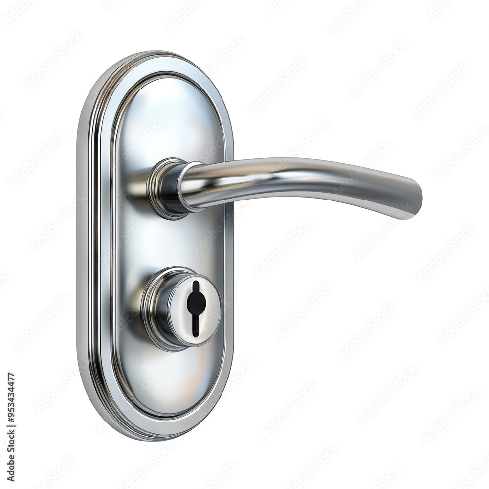 Modern door handle with keyhole lock, cut out Modern door handle with keyhole lock, cut out