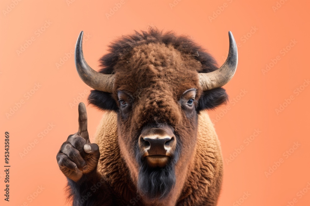 Buffalo pointing his finger. Ai generative art Buffalo pointing his finger. Ai generative art