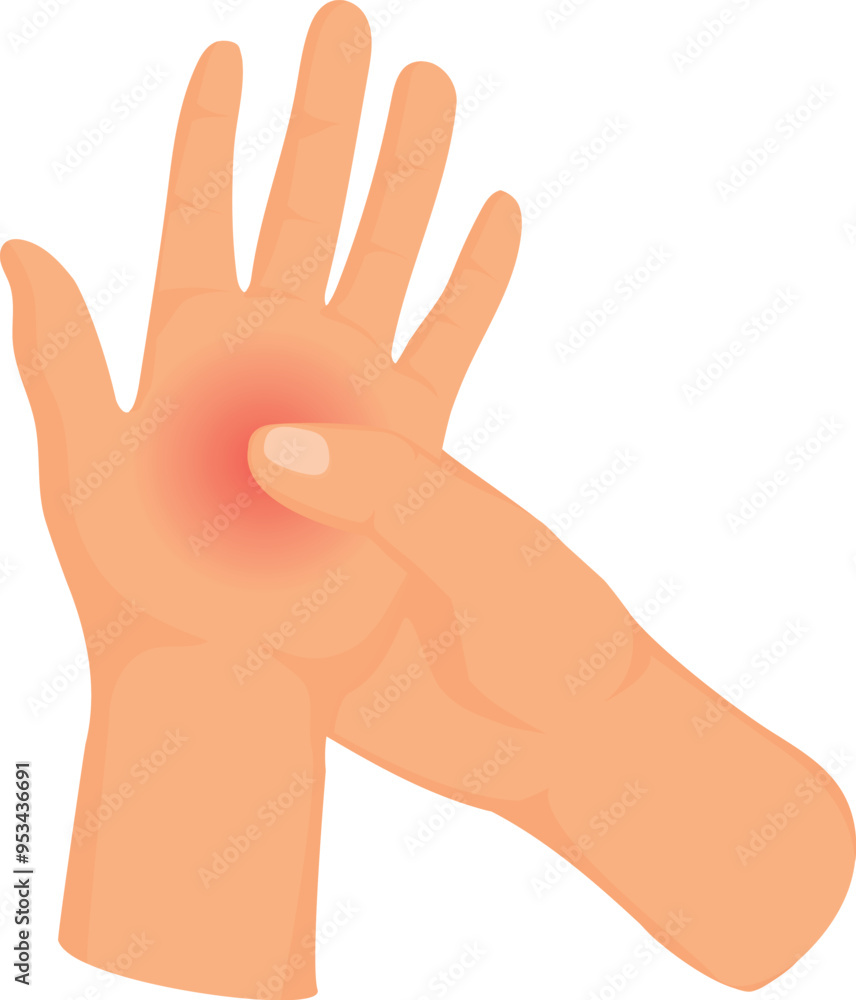 Palm pain. Hand injury. Pressing ache icon Palm pain. Hand injury. Pressing ache icon
