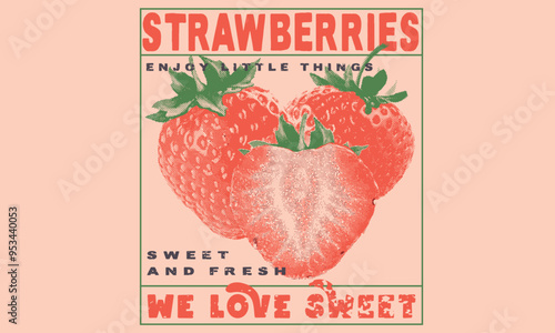Nature fruit club print design. Organic berry food artwork for for t-shirt. Fruit vintage t-shirt design. Fresh strawberry artwork. Organic fruit market. strawberry fruit print.