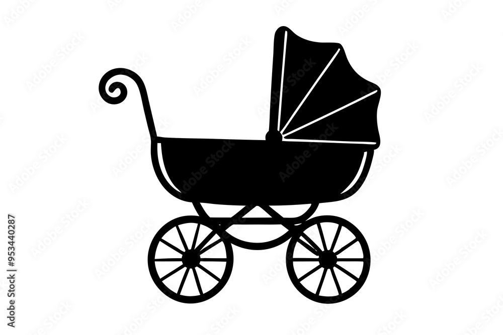 Baby carriage silhouette. Vector illustration
Baby carriage silhouette. Vector illustration