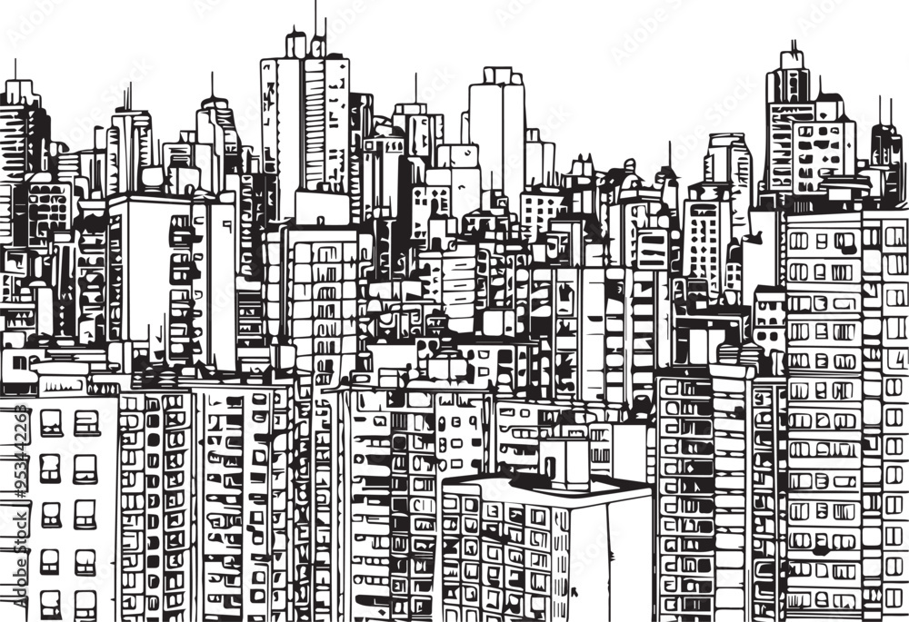 Charcoal Doodle Scribble Illustration of Cityscape Urban Architecture Modern Buildings Skyscrapers High Rise Apartments Downtown Skyline Metropolitan Living Design Charcoal Doodle Scribble Illustration of Cityscape Urban Architecture Modern Buildings Skyscrapers High Rise Apartments Downtown Skyline Metropolitan Living Design