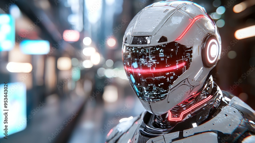 Sci-Fi Inspired Glowing Robot in Dark Alley Sci-Fi Inspired Glowing Robot in Dark Alley