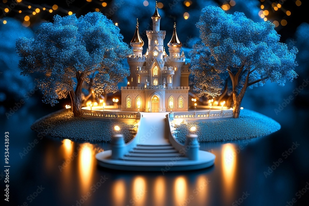 Whimsical enchanted castle in a magical kingdom, fairy tale dreams ...