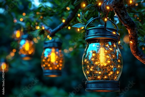 Whimsical fairy lights twinkling in a starry night sky, magical ambiance, ethereal glow, enchanting dreams, pencil illustration, high-quality, clipart :: hanging lanterns, glowing orbs, midnight