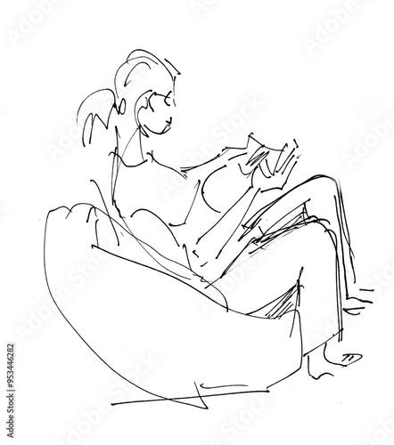 girl reading a book photo