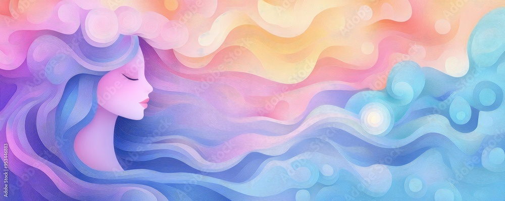 Fototapeta premium Colorful and vibrant art background with a dreamscape feel.