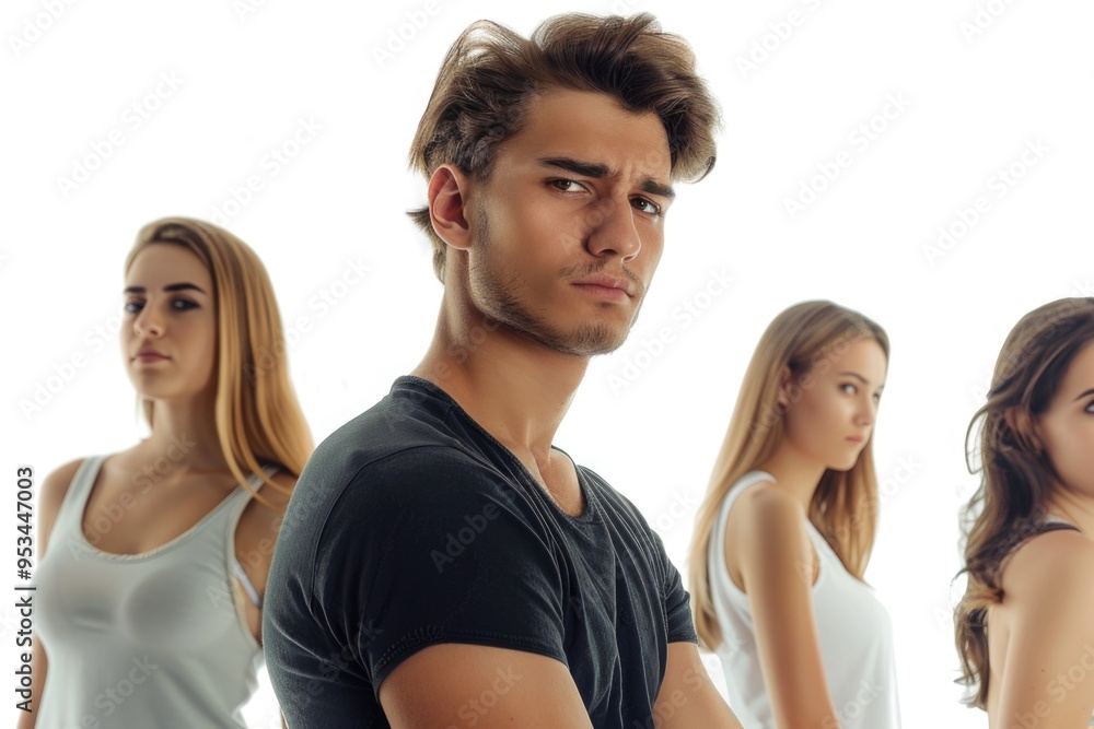 Group of friends or peers standing side by side, great for social media, event coverage, or everyday life Group of friends or peers standing side by side, great for social media, event coverage, or everyday life