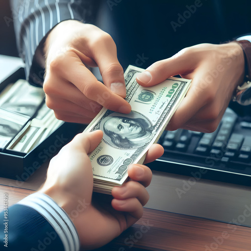 돈을 건네는 모습