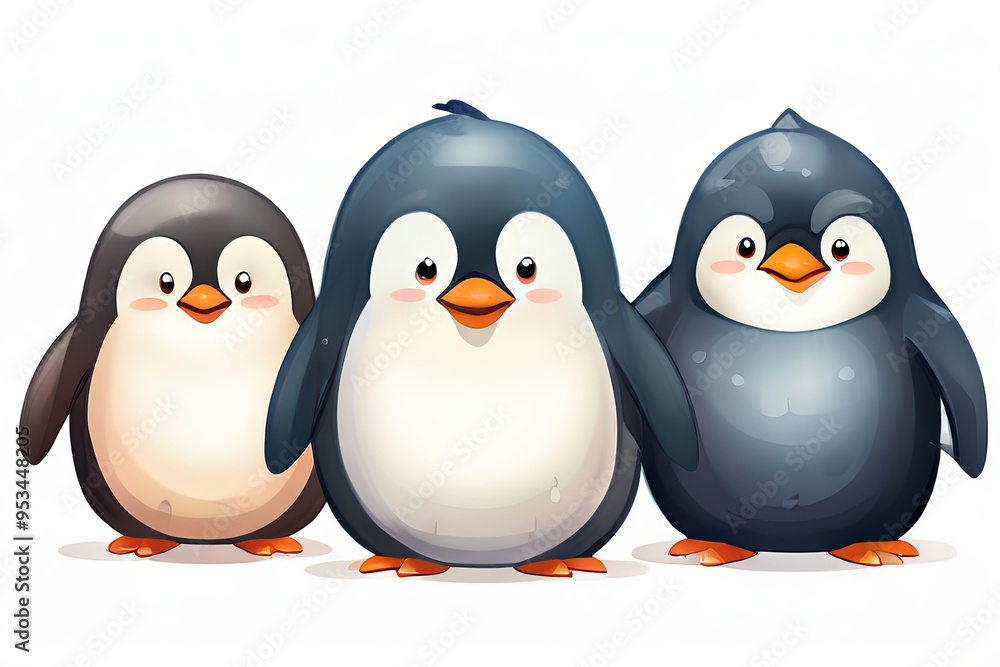 Naklejka premium penguin parade chubby rounded letterforms that waddle along like