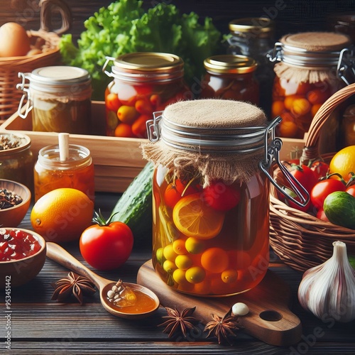 Preserving Preparing jams pickles or sauces for long term storag photo