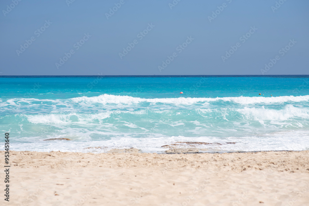 Obraz premium Waves on Mediterranean sea landscape in Egypt, Sahel, North coast