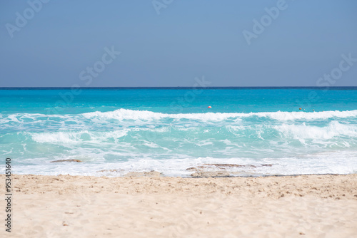 Waves on Mediterranean sea landscape in Egypt, Sahel, North coast