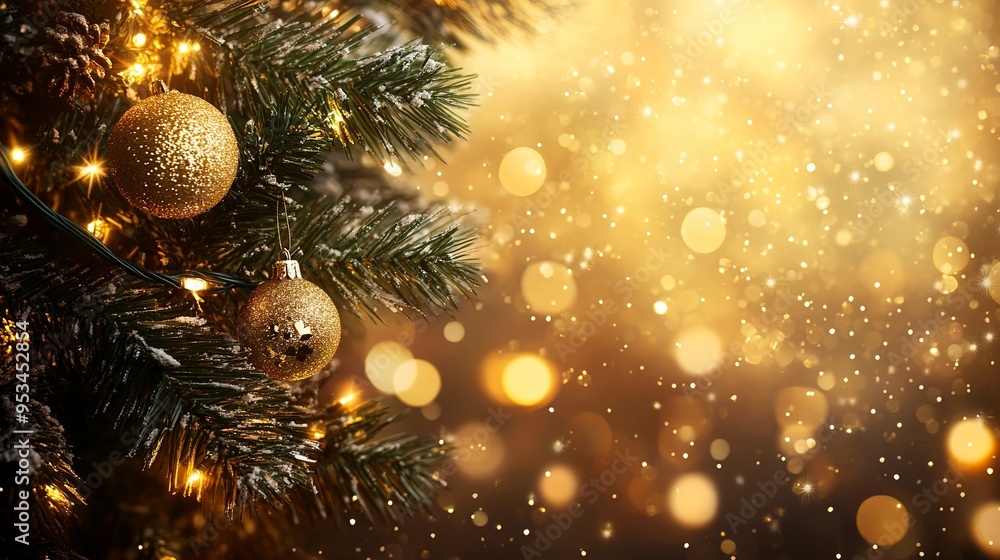Christmas lightening and bokeh golden background Christmas lightening and bokeh golden background