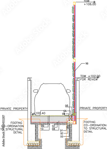 Vector sketch, silhouette illustration, Roadside Planting Section Details image design for greening city parks