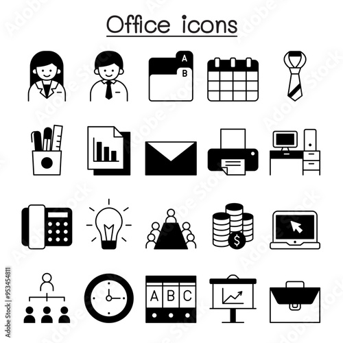 Office icon set vector illustration graphic design