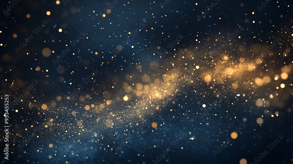 Fototapeta premium Abstract background with star Dark blue and gold particle