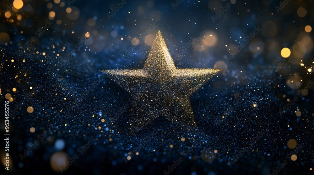 Abstract background with star Dark blue and gold particle Abstract background with star Dark blue and gold particle