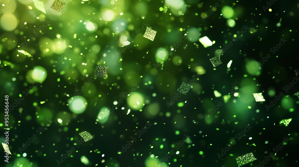 Abstract background with green confetti Abstract background with green confetti