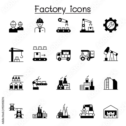 Factory and Industrial icon set