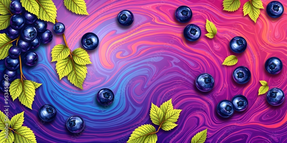 Abstract Composition with Swirling Grapes and Blueberries Abstract Composition with Swirling Grapes and Blueberries