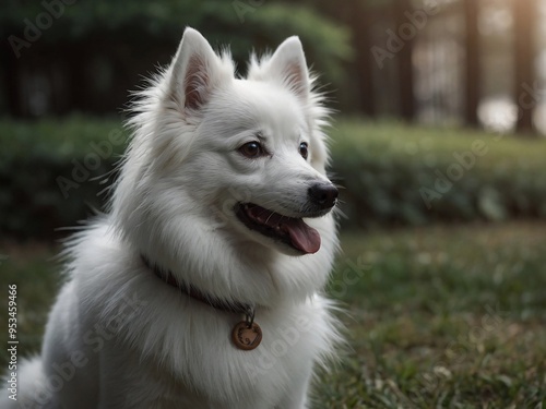 A clipart of a sitting Japanese Spitz, created with AI.