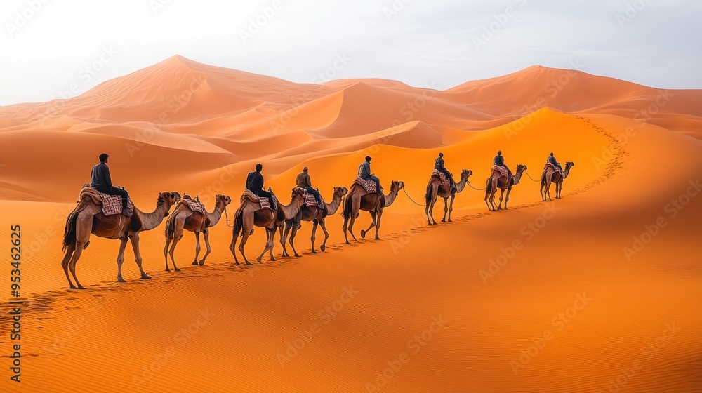 Fototapeta premium Camel Caravan in the Sahara Desert