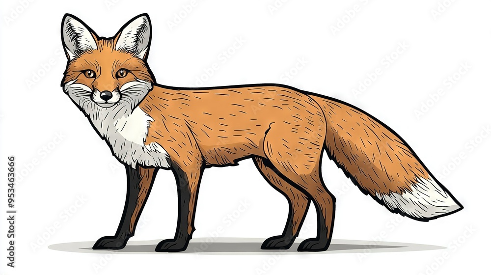 Fototapeta premium Fox standing on one leg, looking sad