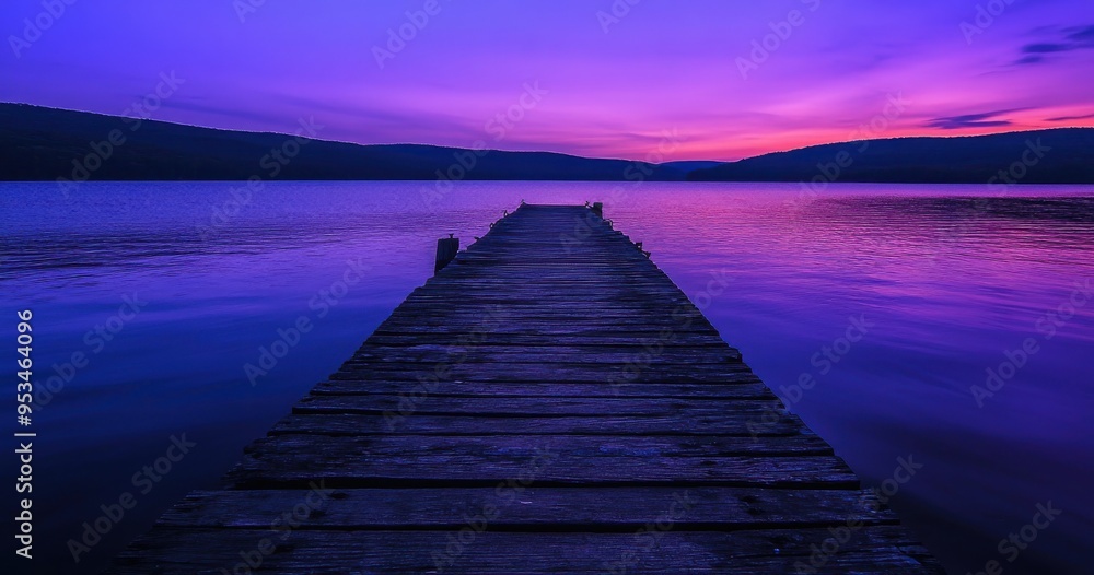 Naklejka premium old wooden dock on the edge of Lake