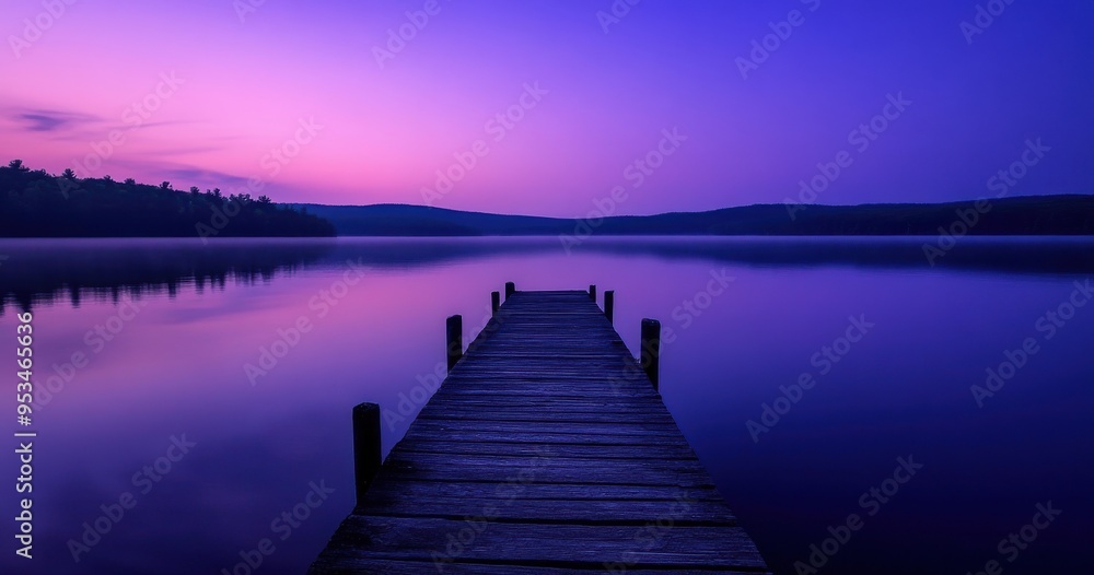 Naklejka premium old wooden dock on the edge of Lake