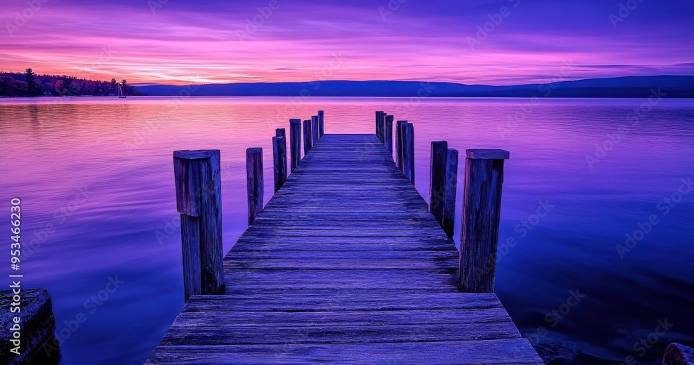 Fototapeta premium old wooden dock on the edge of Lake
