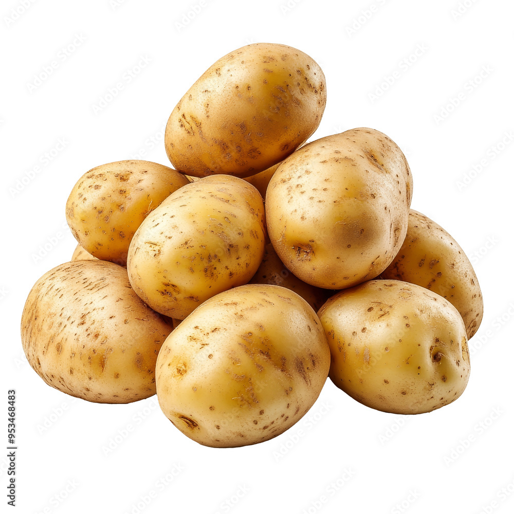 A collection of fresh, whole potatoes sits together on a bright transparent background, perfect for culinary preparations, group of potatoes isolated transparent background A collection of fresh, whole potatoes sits together on a bright transparent background, perfect for culinary preparations, group of potatoes isolated transparent background