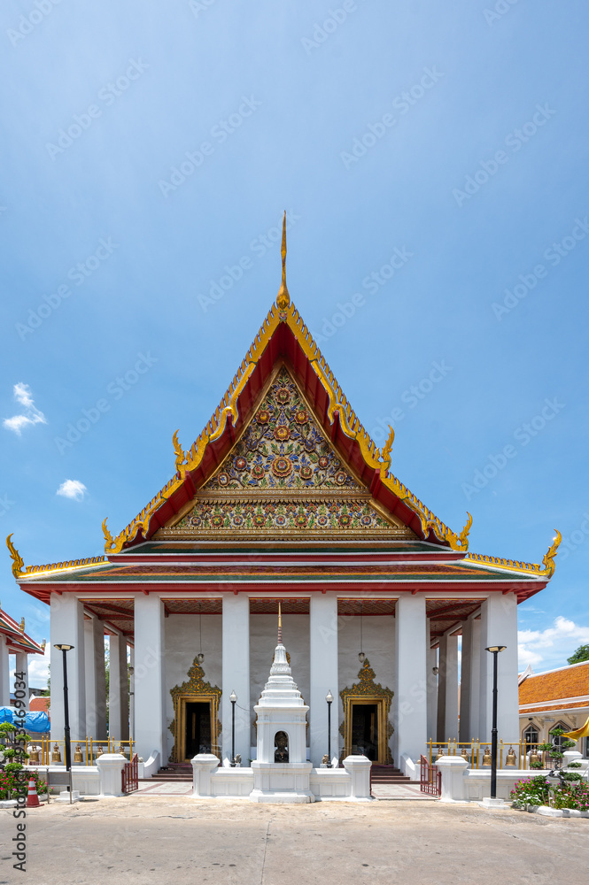 Thailand, August 11, 2024, Wat Prayurawongsawas Worawihan, A striking Buddhist temple in Thailand showcasing intricate architecture and vibrant colors under a clear blue sky Thailand, August 11, 2024, Wat Prayurawongsawas Worawihan, A striking Buddhist temple in Thailand showcasing intricate architecture and vibrant colors under a clear blue sky