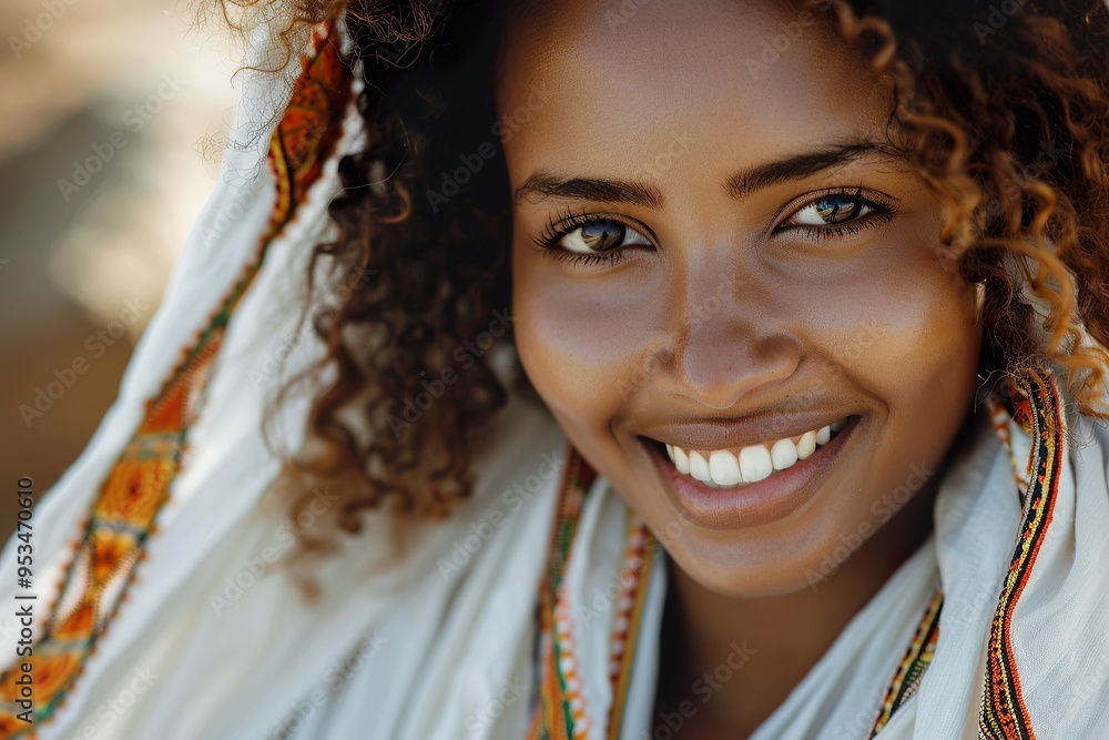 Smiling African Woman in Traditional Attire Smiling African Woman in Traditional Attire