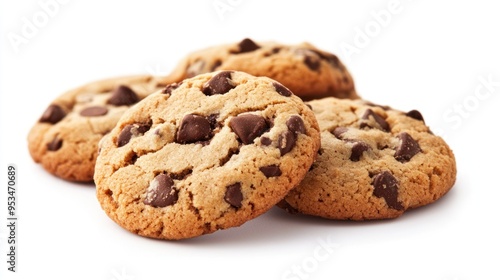 Chocolate Chip Cookies on White Background