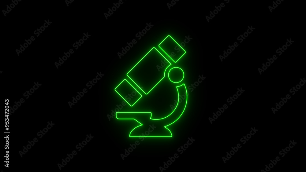 Neon and glowing microscope icon. Laboratory Practice Line Icon on black background. microscope science lab icon. Neon and glowing microscope icon. Laboratory Practice Line Icon on black background. microscope science lab icon.