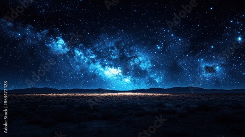 Starry Night Sky over Desert Landscape