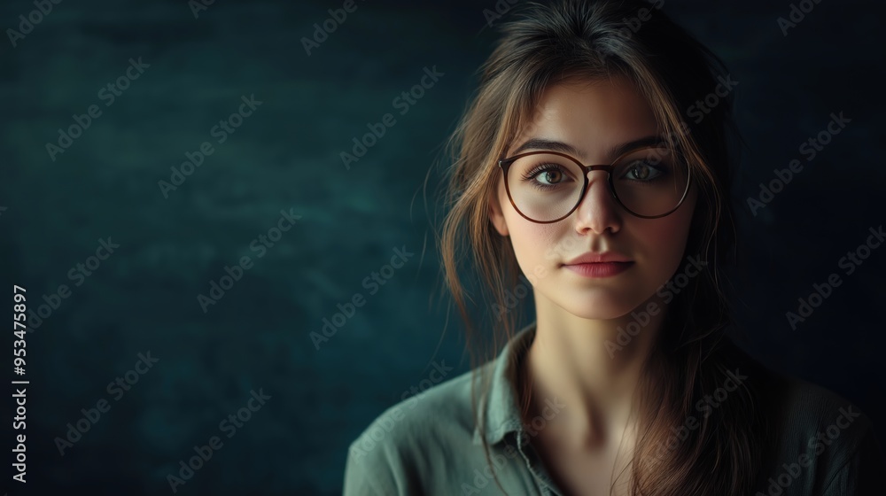 Teacher very pretty woman on black background Teacher very pretty woman on black background