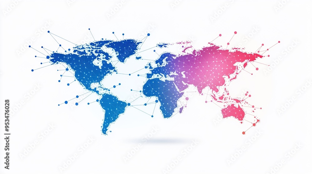 Abstract world map made of dots and lines global network connection, technology, and digital internet concept. Abstract world map made of dots and lines global network connection, technology, and digital internet concept.